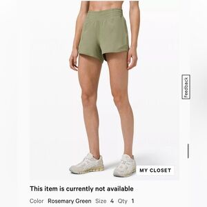 Like New Lululemon Hotty Hot High Rise 4” Short in Rosemary Green!